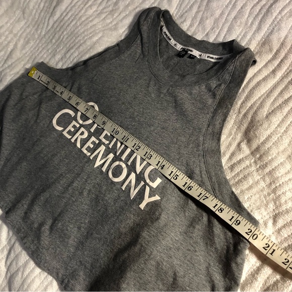 Opening Ceremony Grey Cropped Spell Out Logo Tank Top - Picture 8 of 9